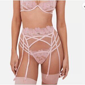 NWT Light Pink For Love & Lemons "Aimee" Floral Lace Garter Belt Sz Small